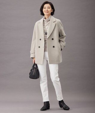 J.PRESS LADIES 【洗える】SEMI WORSTED WOOL バスクボーダー ニット ベージュ系1