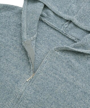 earth music&ecology ベロアフーディージップニットカーディガン Blue