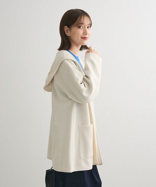 Green Parks ポンチフード付きカットカーディガン Ecru