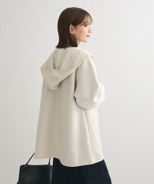 Green Parks ポンチフード付きカットカーディガン Ecru