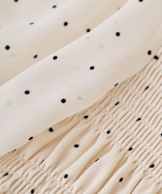 earth music&ecology ＳＥＴ２点フロッキードットブラウス＋スカート Ivory