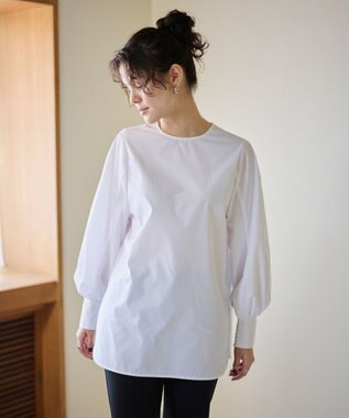 #Newans 【洗濯機可】シャーリングカフスシャツ ホワイト