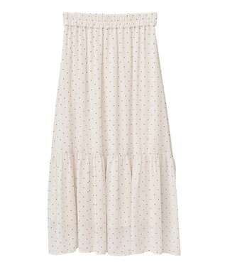 earth music&ecology ＳＥＴ２点フロッキードットブラウス＋スカート Ivory