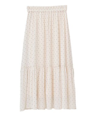 earth music&ecology ＳＥＴ２点フロッキードットブラウス＋スカート Ivory