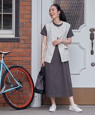 ANY L 【洗濯機可】Ａラインフレア ワンピース チャコール