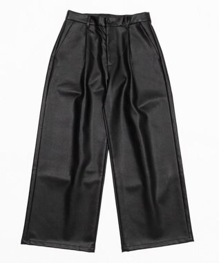 WEGO PUタックワイドトラウザー ブラック