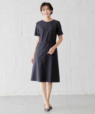 J.PRESS LADIES BAHARIYE SOLID フレアー ワンピース ネイビー系