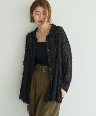 YECCA VECCA サイドリボンシアージャガードシャツ