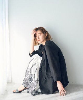 YECCA VECCA アイレット刺繍ギャザーフレアスカート Off White