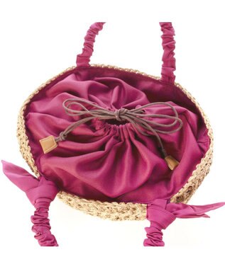 UNBILLION カシュカシュ cachecache / 下がりリボン柄編みトート ピンク