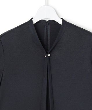 ICB 【先行予約】ストレッチシルキーツイル タイブラウス ネイビー