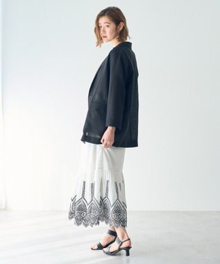 YECCA VECCA アイレット刺繍ギャザーフレアスカート Off White