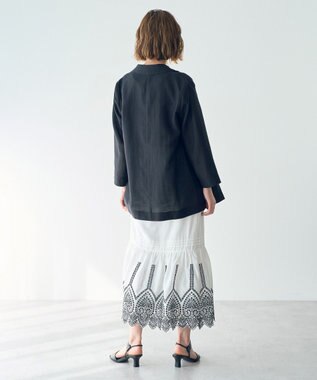 YECCA VECCA アイレット刺繍ギャザーフレアスカート Off White