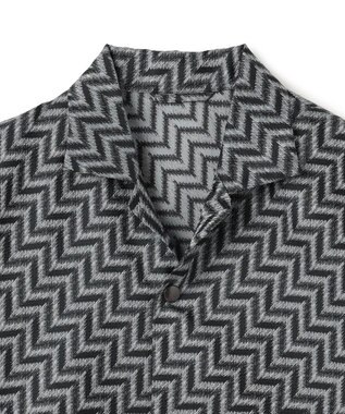 JOSEPH HOMME 【HIGH GRADE LINE】カスリシェブロンジャガード　オープンカラー半袖シャツ ブラック系5