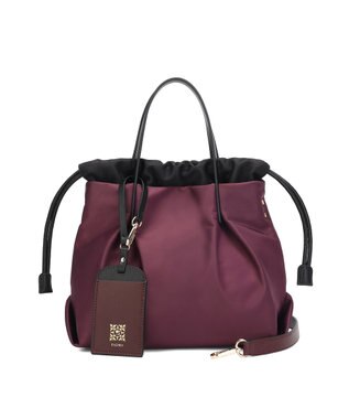 style code 【PADMA/パドマ】ナイロン×レザー　巾着　ショルダーバッグ 2WAY ワイン