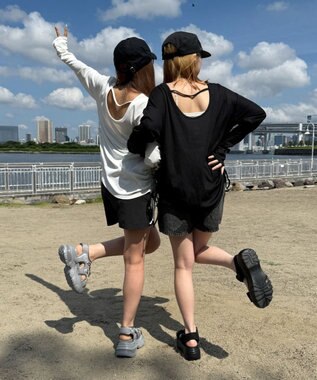 WEGO 【ラッシュガード/吸水速乾/UVカット/日焼け対策/体型カバー】リブドロストデザイントップス ホワイト