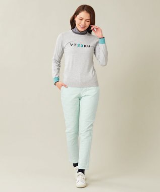 23区GOLF 【WOMEN】ロゴニット 着回しOK 動きやすさ◎ 厚すぎないからロングシーズン着用できる ライトグレー系