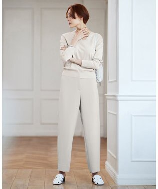 ICB L 【洗える】 ダブルクロスクレープ ストレートパンツ トープ系