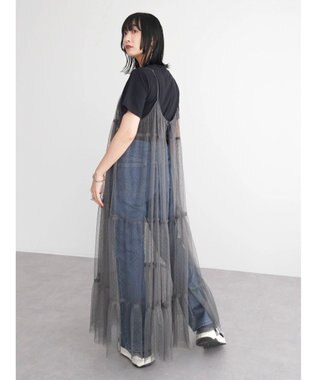 Green Parks ・ＥＬＥＮＣＡＲＥ　ＤＵＥ　２ｗａｙチュールキャミワンピ Charcoal Gray