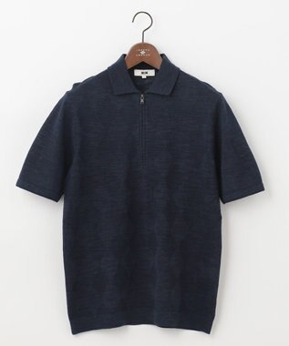JOSEPH ABBOUD 【サスティナブル】スラブギマ ポロシャツ ネイビー系