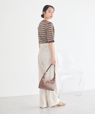 earth music&ecology ヘンリーネック半袖ニットプルオーバー Multi