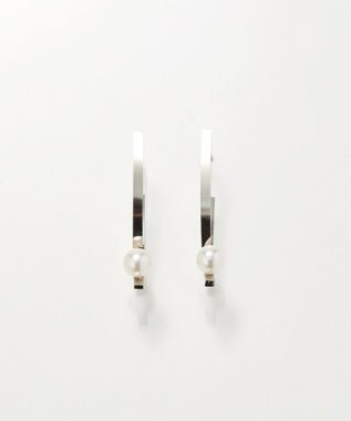 Phoebe 【金属アレルギー対応】クロスラインパールピアス　シルバー/サージカルステンレス シルバー