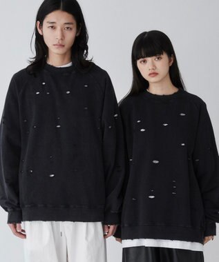 WEGO ダメージプルオーバースウェット ブラック