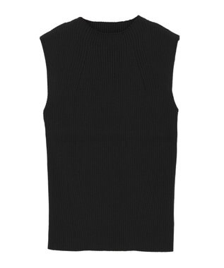 earth music&ecology ランダムリブボトルネックノースリーブニット Black