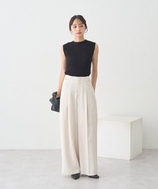 earth music&ecology ランダムリブボトルネックノースリーブニット Black