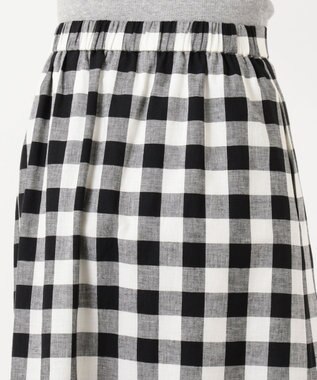 J.PRESS LADIES 【洗える】BEZコットンリネンブロックギンガム スカート ブラック系4