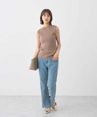 earth music&ecology ランダムリブボトルネックノースリーブニット Mocha