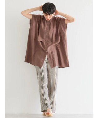 AMERICAN HOLIC ブザムフレンチスリーブバックオープンチュニック Brown