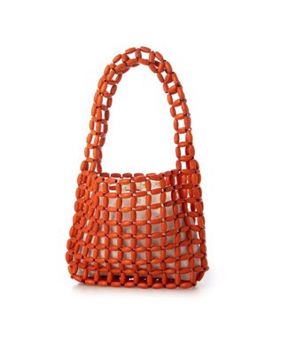 UNBILLION カシュカシュ cachecache / カラフルウッドビーズワンハンドル手提げ オレンジ