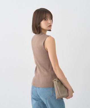 earth music&ecology ランダムリブボトルネックノースリーブニット Mocha