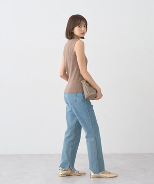 earth music&ecology ランダムリブボトルネックノースリーブニット Mocha