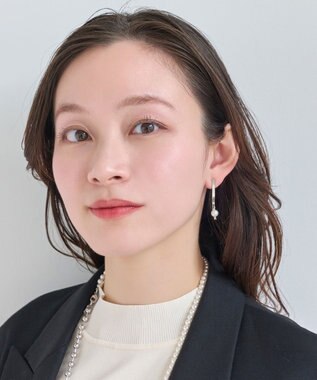 Phoebe 【金属アレルギー対応】クロスラインパールピアス　シルバー/サージカルステンレス シルバー