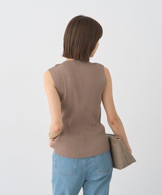 earth music&ecology ランダムリブボトルネックノースリーブニット Mocha