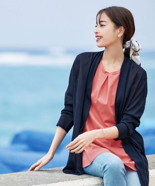 Tiaclasse L 【洗える】ボリュームフレンチカットソーチュニック コーラル