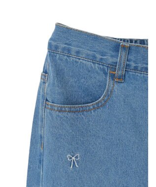 Green Parks ・Ｄｏｕｂｌｅ　Ｆｌａｇｓ　リボン刺繍ストレートデニム Light Indigo