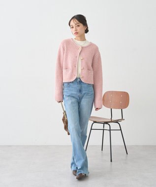 earth music&ecology ランダムリブボトルネックノースリーブニット Ivory