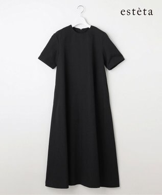 23区 L 【エステータ】ウールリネン 半袖フレアワンピース