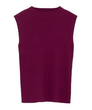 earth music&ecology ランダムリブボトルネックノースリーブニット Bordeaux