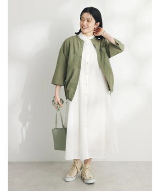 CRAFT STANDARD BOUTIQUE インド綿Ａラインシャツワンピース Off White