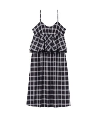 Green Parks ペプラムチェックキャミワンピース Black