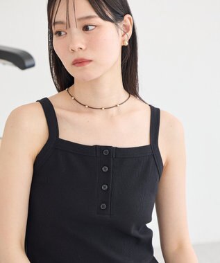 earth music&ecology ヘンリーネックキャミソール Black