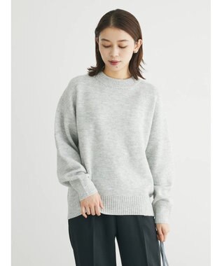 Green Parks ｆｕｗａっとメランジ前後差ニットプルオーバー Light Gray