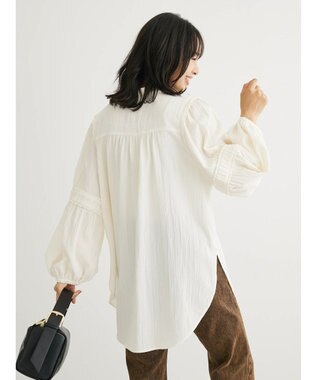 Green Parks 表面変化比翼シャツチュニック Ivory