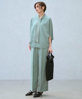 ICB L 【CLASSY.掲載・WEB限定カラーあり】FluidBackSatin ワイドパンツ ダークセージ