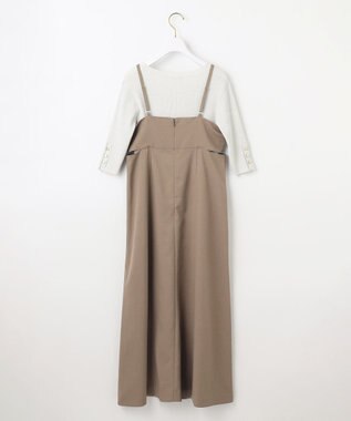 ANY SIS L 【洗える・2SET】カットデザインスタイルアップ ワンピース×ニット モカ×アイボリー