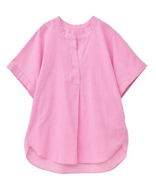Green Parks 綿麻混フレンチスリーブスキッパーシャツ Pink